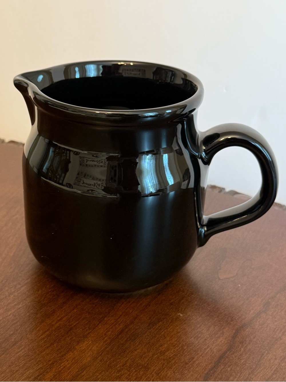 Vintage Waechtersbach Glossy Black Ceramic Creamer Pitcher